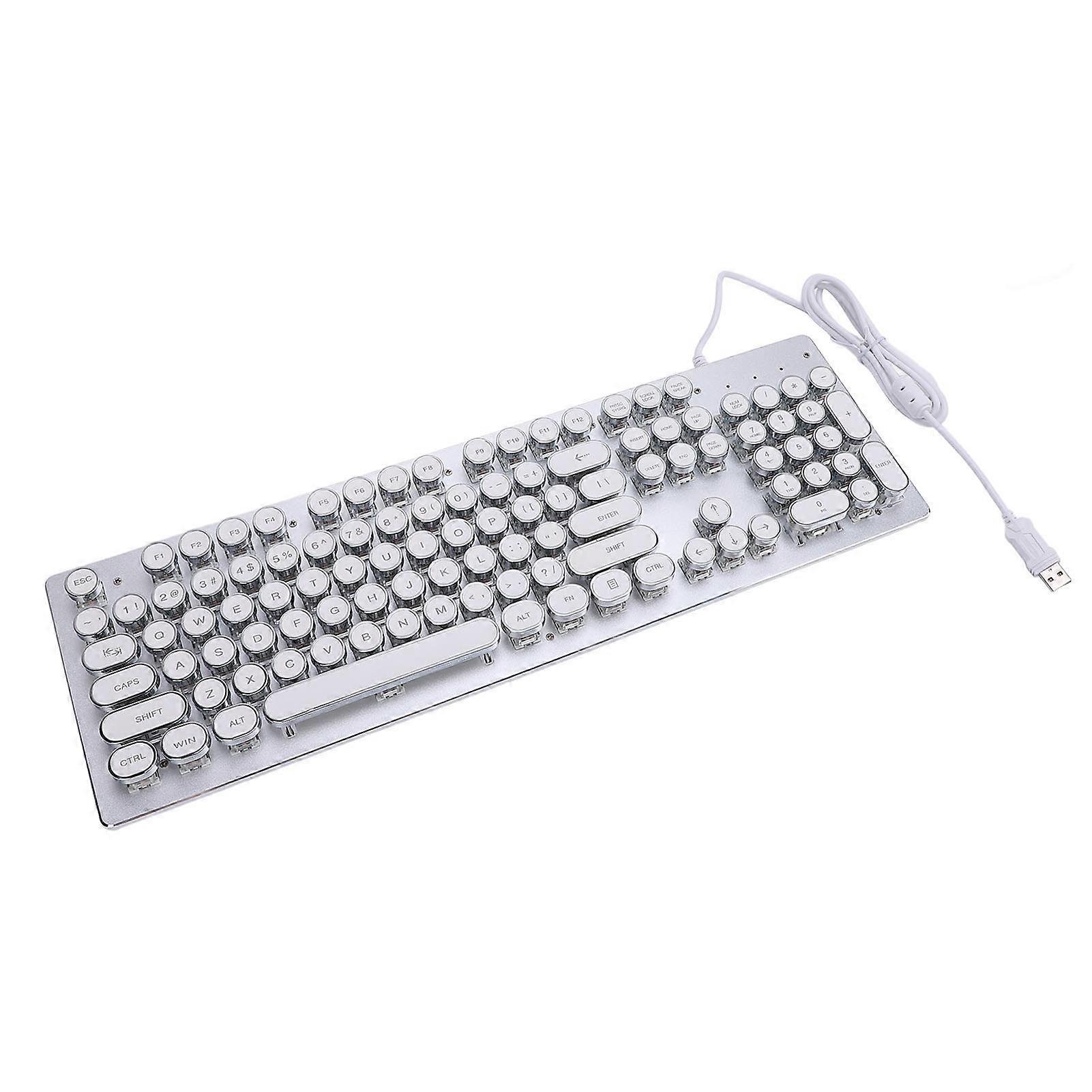 Gaming Keyboard with Blue Switch 104 Keys RGB Backlit USB Wired Mechanical Keyboard for Win 7 8 10 XP for OS X PC Laptop White 