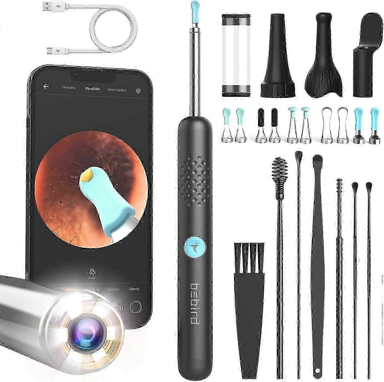 Ear Wax Removal Tool with HD Camera - R1 Upgraded Smart Visual Ear Cleaner with