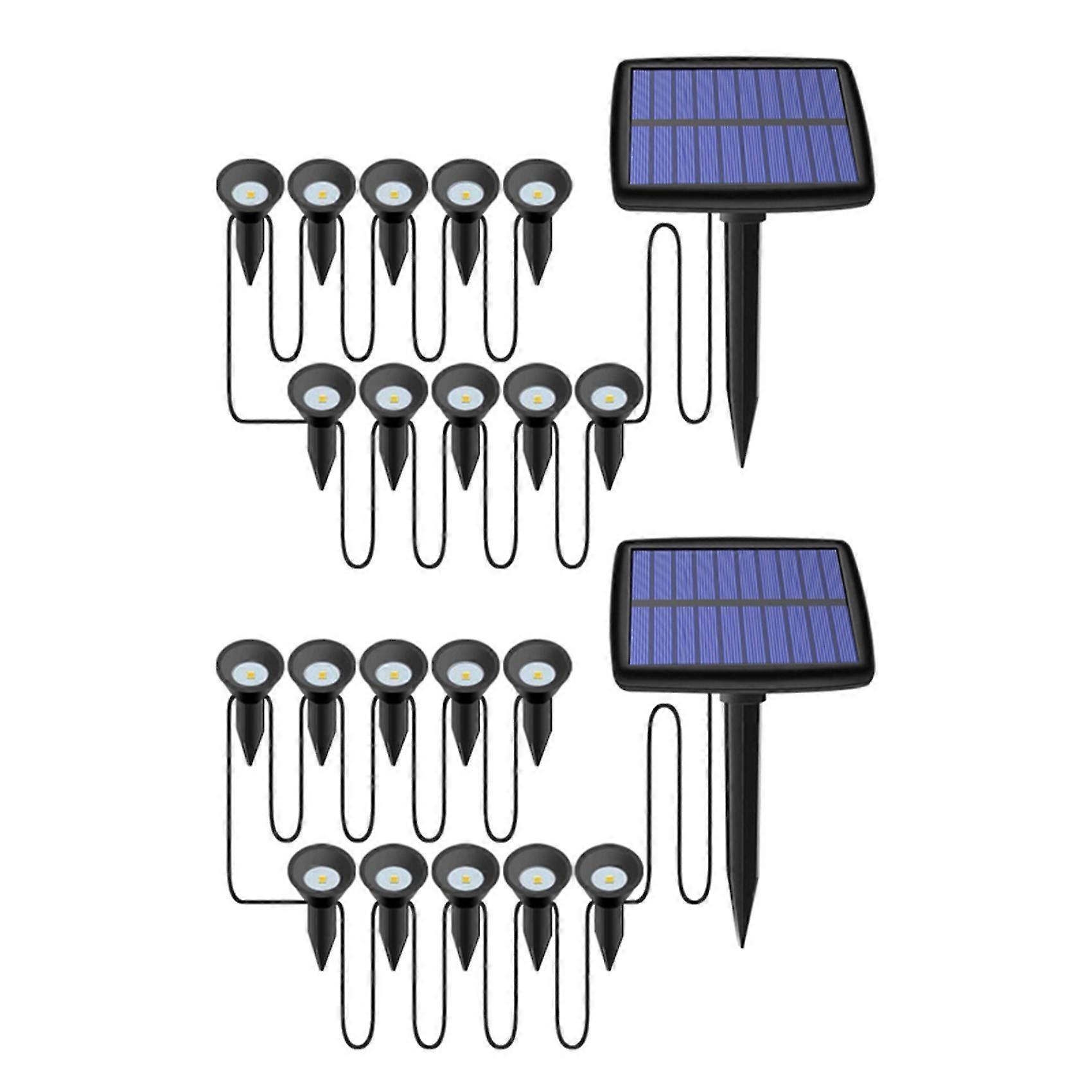 2x 10 in 1ソーラーライト屋外防水ソーラー芝生ライトガーデンパスプール用ソーラーパワーライト