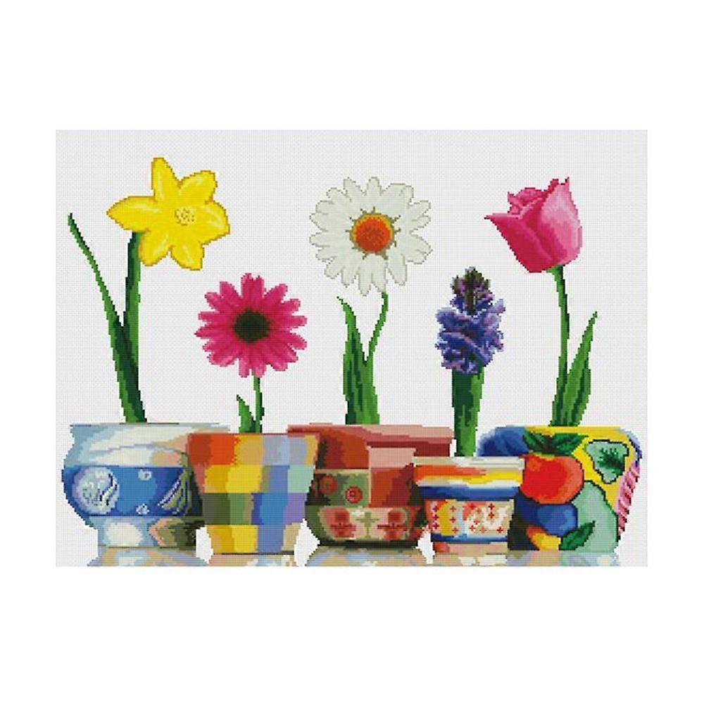 Kit de point de croix motif de fleur 45x45cm