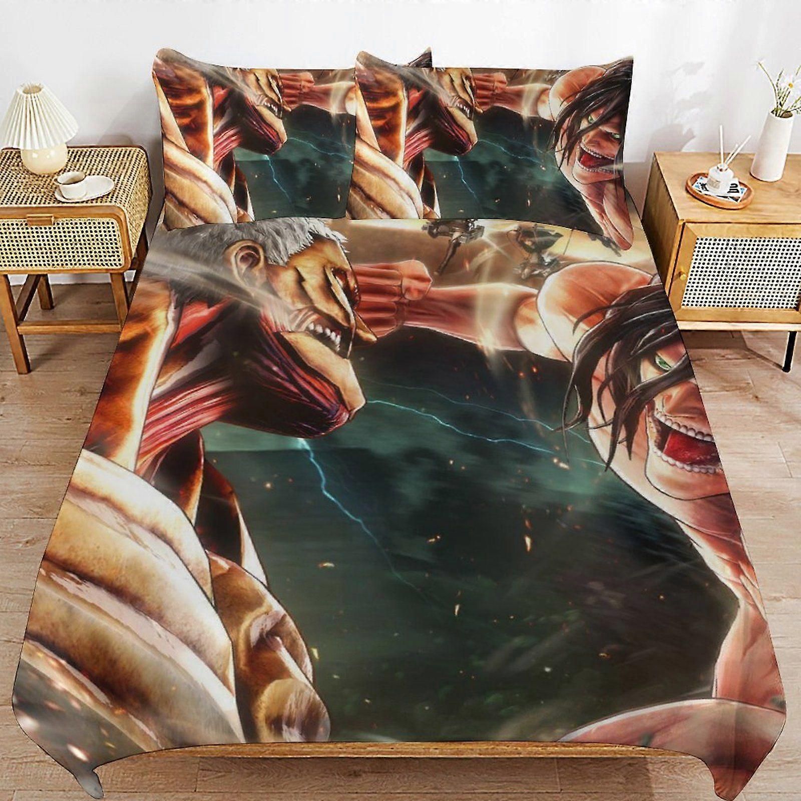 r220  Attack on Titan Cozy Comfort Clean Structure Smooth Zipper Feel Duvet Cover Sets for Home Sleep Setup s220