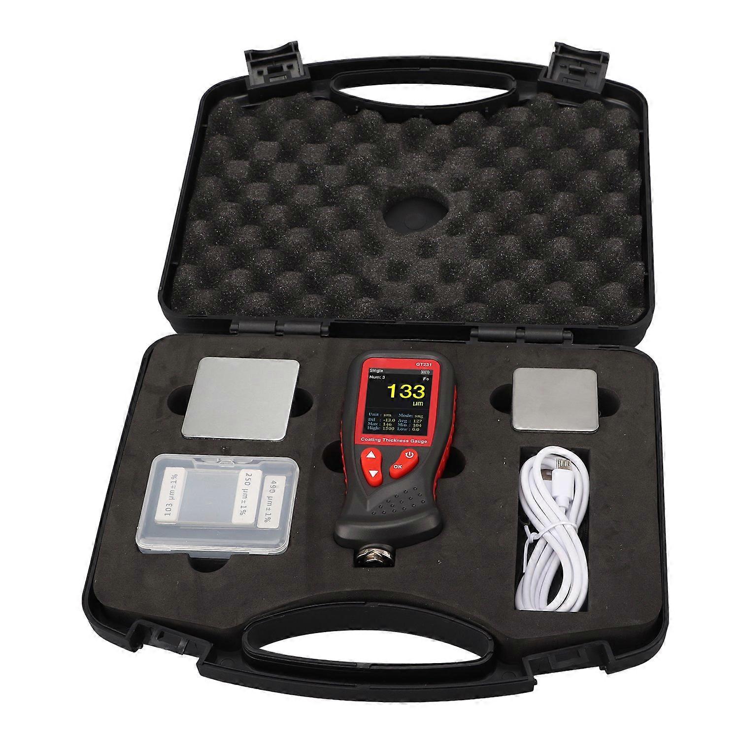 Paint Thickness Gauge 0.1mil Resolution HD Color Display Auto Off Rechargeable Coating Thickness Met