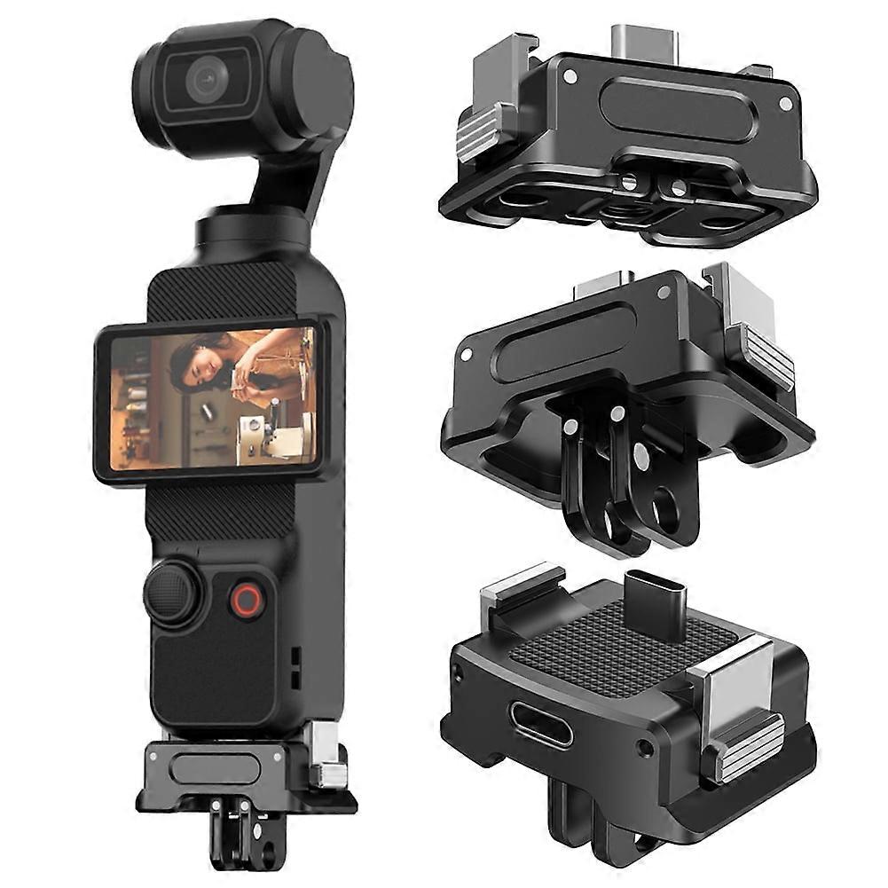 Jixopn Mount Adapter with 1/4" Screw & Quick Release Bracket, Type-C Connector compatible with DJI Pocket 3