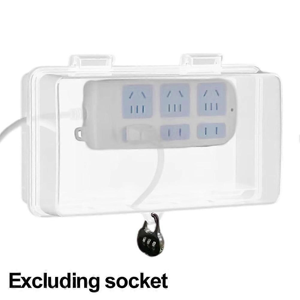 Outdoor Electrical Extension Cord Box Rainproof W/ 4 Output Holes Large Lockable White
