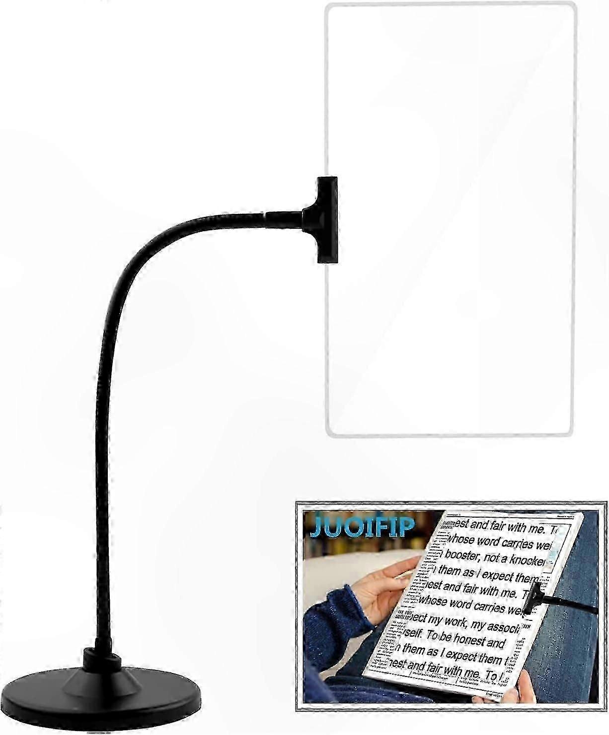 Large 4X Full-Page Magnifier with Stand, Flexible Gooseneck for Reading, 215x135mm Size, Ideal for Visually Impaired and Elderly