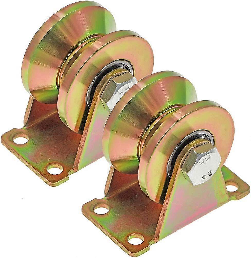 Groove Wheel Heavy Duty Rigid Caster with Bracket for Inverted Track, Rolling Gate, Sliding Gate, Industrial Machines, Wire Rope Rail, Loading Capacit