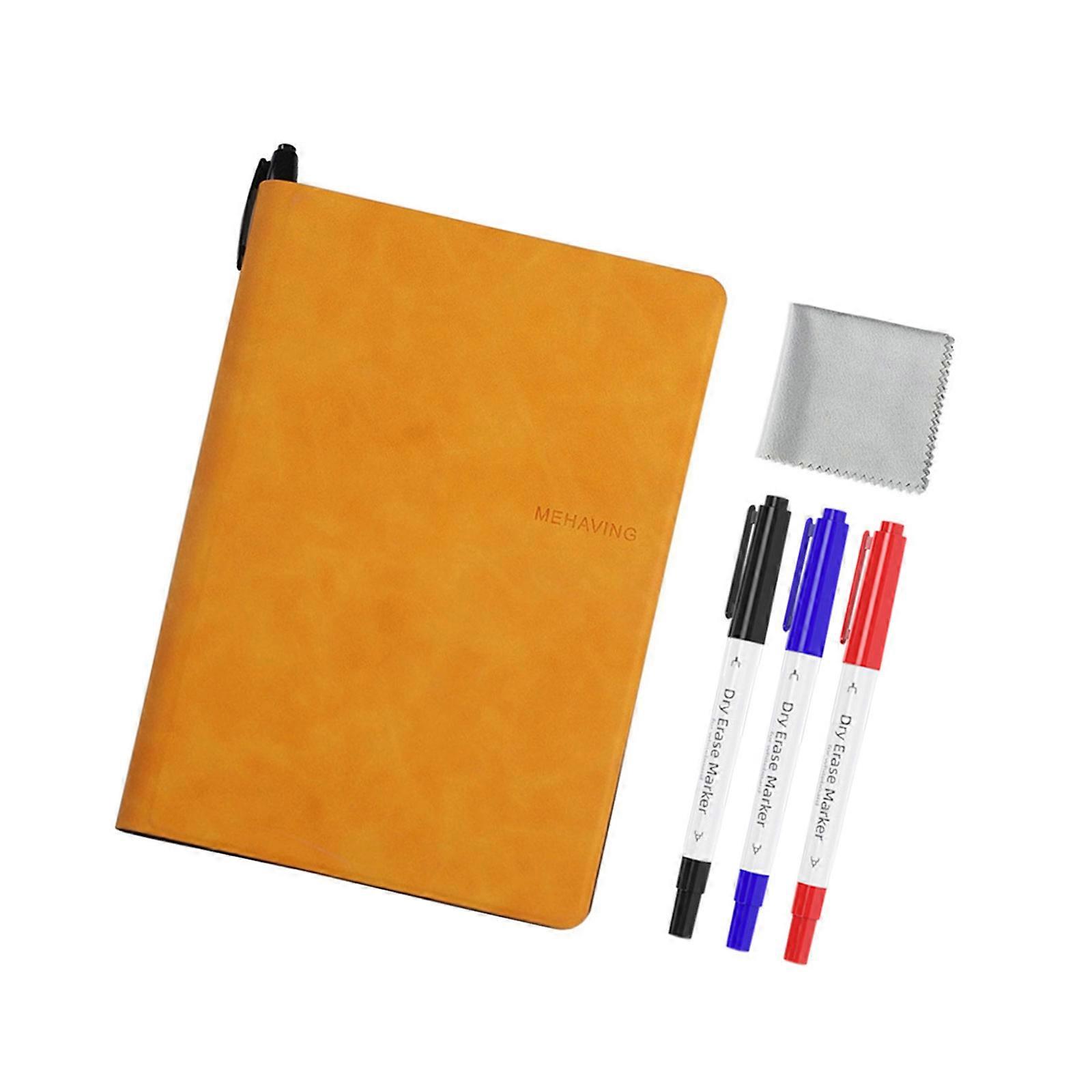 Double-Side Magnetic Whiteboard Notebook with Erasable Marker Portable Writing Board for Office Meeting Writing Drawing  Yellow