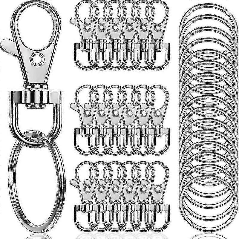 100 Pcs Premium Swivel Snap Hooks With Key Rings.metal Lanyard Keychain Hooks