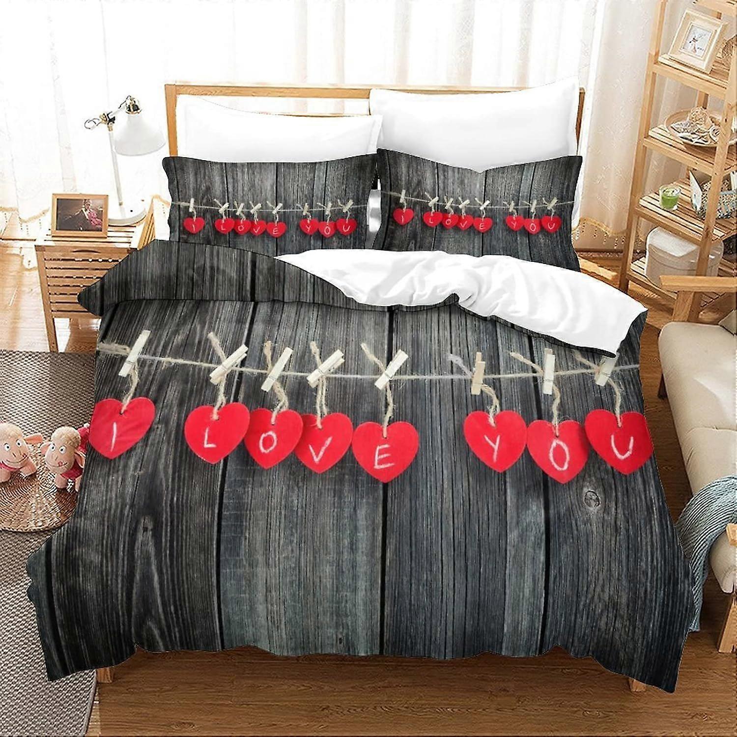 Amour Imprimé En 3D Amour Et Soins Amoureux Art Design Housse De Couette Ensemble De Literie Ensemble, Microfibre Douce, Fermeture Éclair Cachée Double