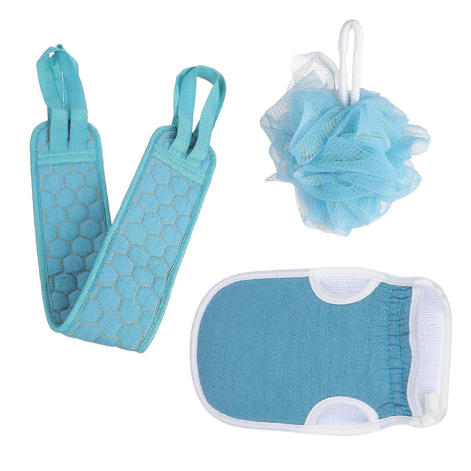 Exfoliating Bath Towel Kit 3Piece Set With Shower Gloves And Back Scrubber For Deep Cleansing And Gentle Massage