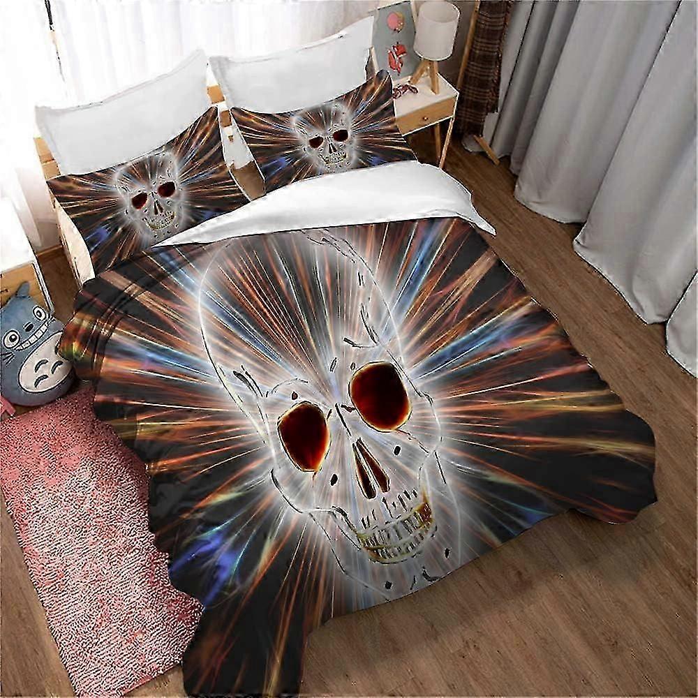 Algodão egípcio gótico caveira Roupa de cama conjunto edredom capa conjunto lençol cama macia Queen Size capa edredom )