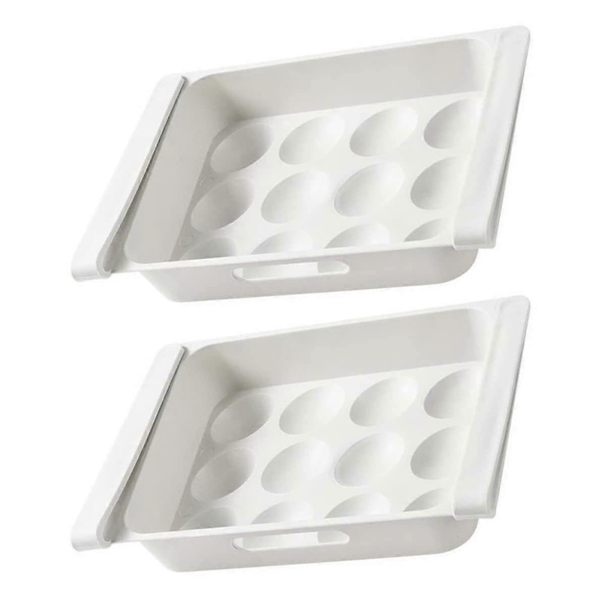 2 Pack Refrigerator Egg Storage Box with Lid, Stackable Egg Holder for Fridge Organizer