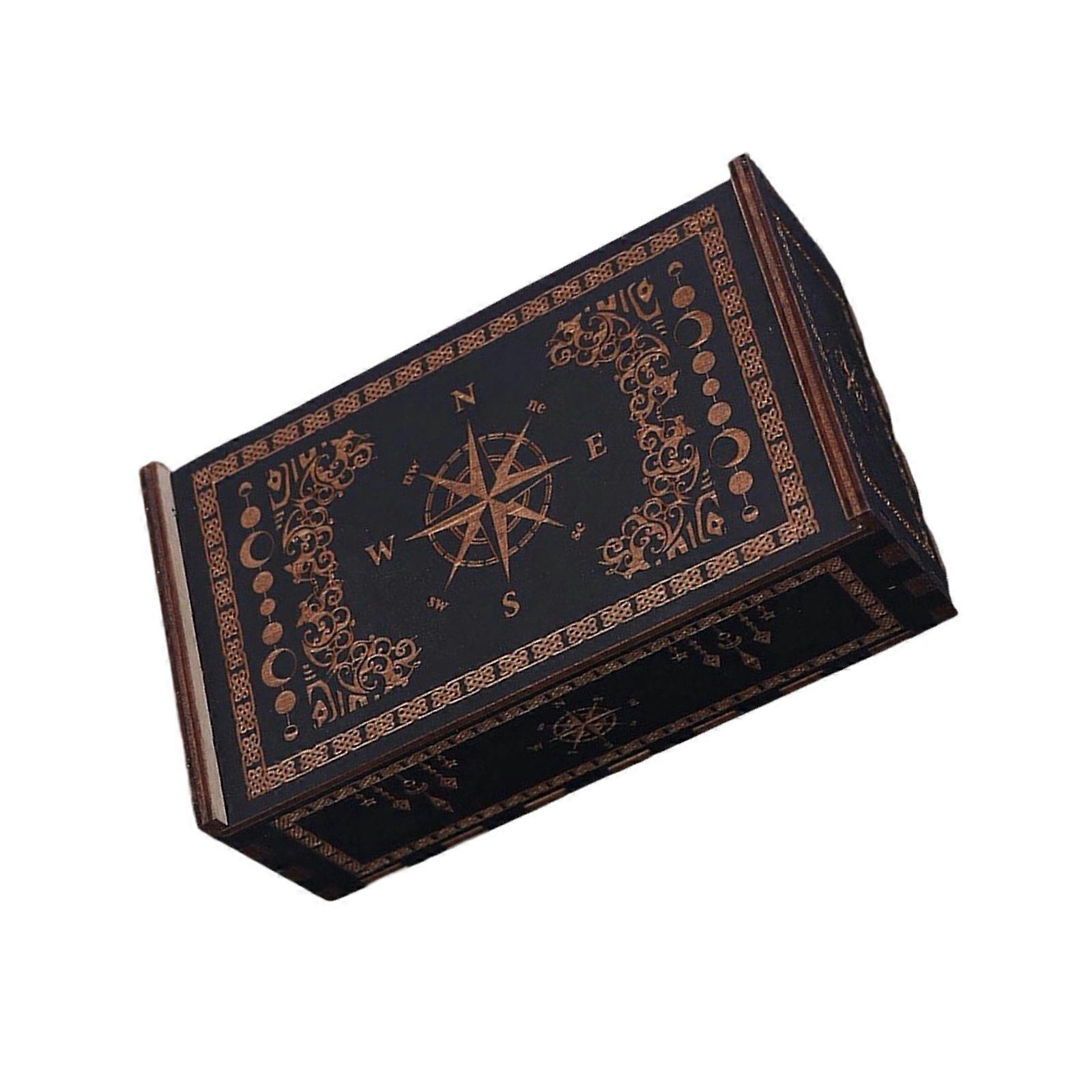 Push Pull Tarots Card Storage Box Wood Tarots Card Storage Case Portable Card Container Astrology Trinkets Box Enduring Multicolor