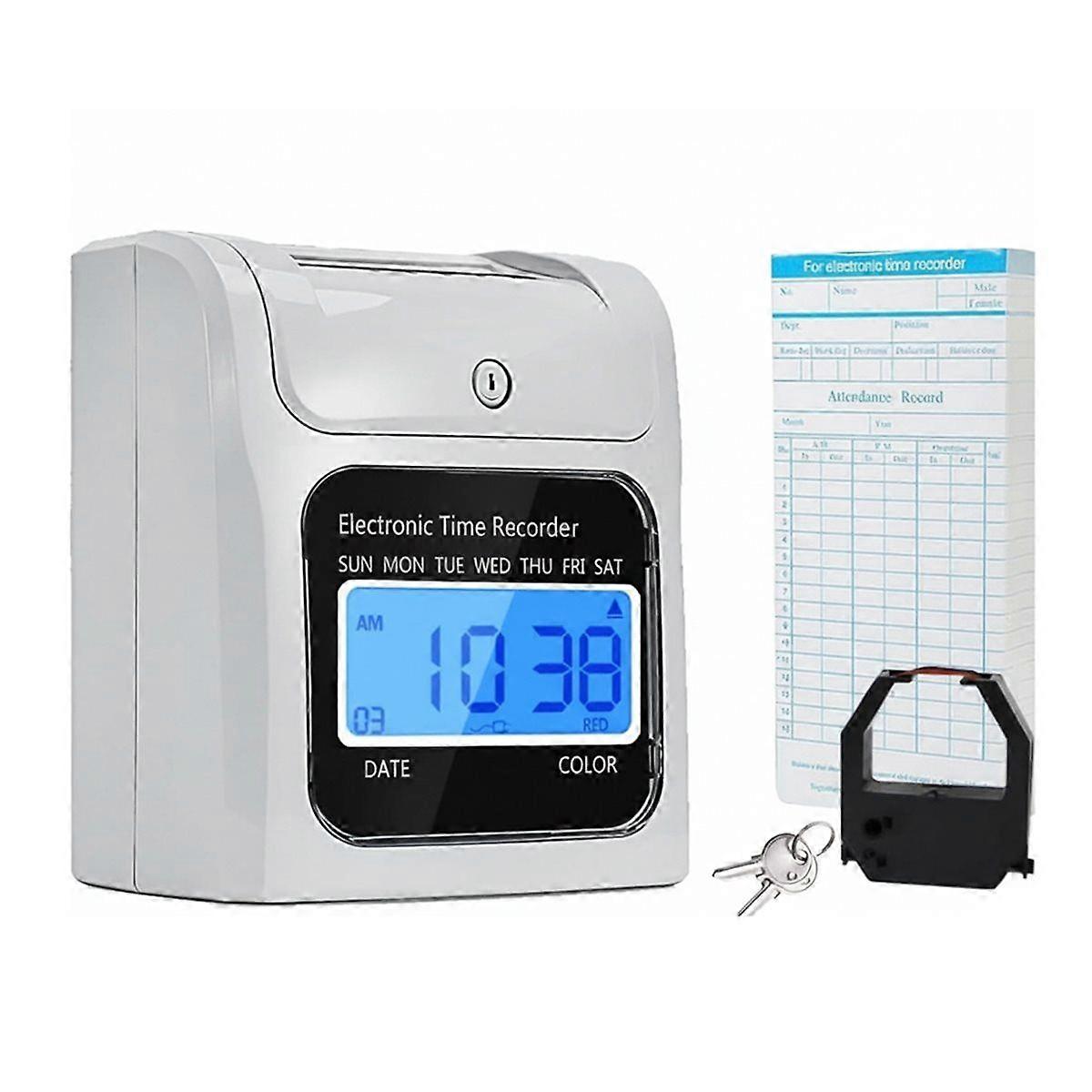 Employee Time Clocks for Small Business, Auto-Align Time Clock Punch Machine with 50-Piece Time Car