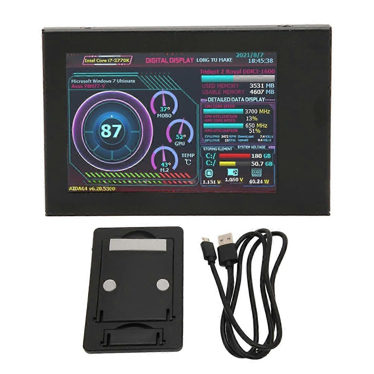 3.5 Inch IPS Display Mini Monitor 360° Rotation Horizontal/Vertical View Ideal for AIDA64 & Computer