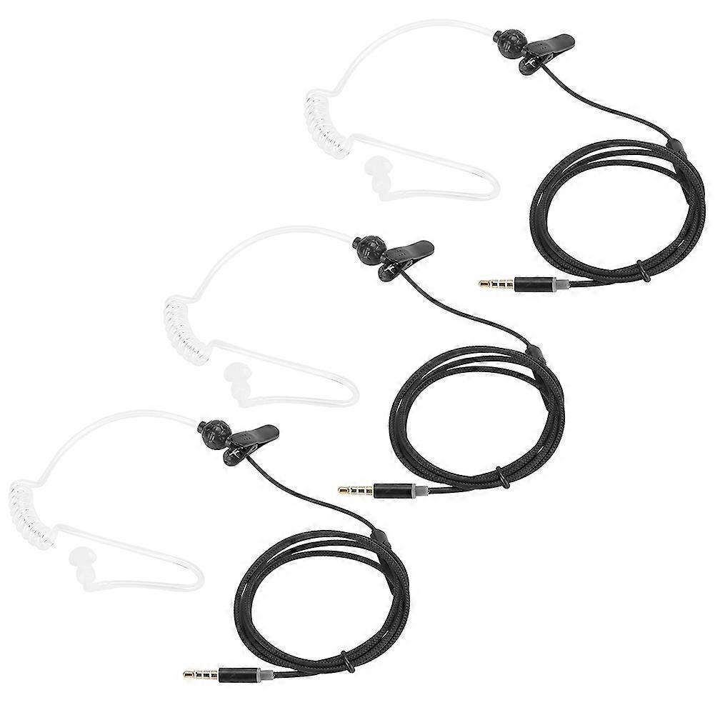 3sets Noise Reduction Headphone AntiRadiation Wire Control Earphone with Mic