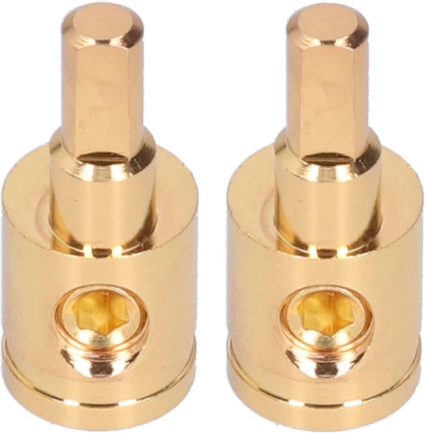 0ga Gold Plated Copper Terminal Connector for Car Audio Amplifier Wire Reducer (2-Pack)