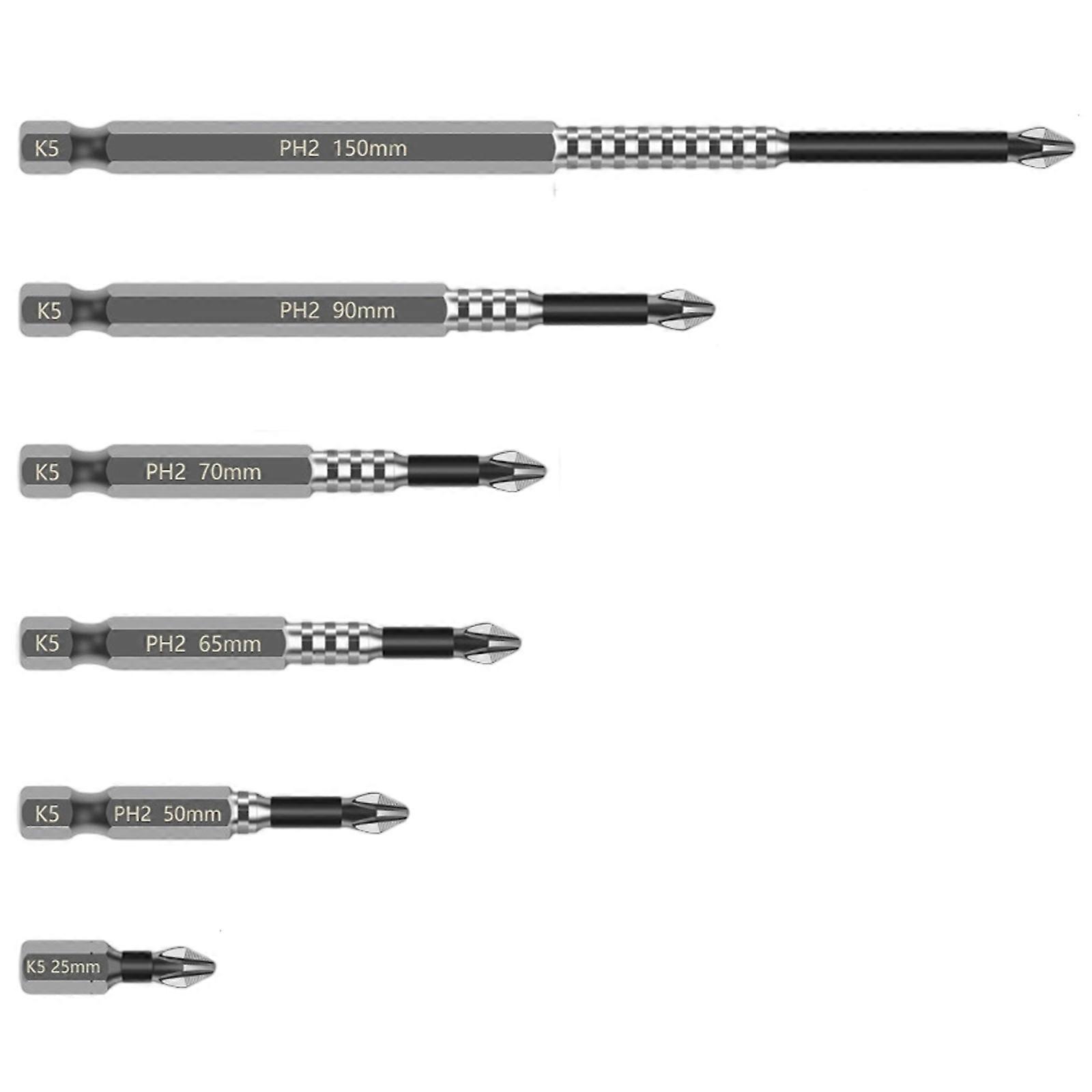 Slotted Bit for Electricians,6Pcs Slotted Crossed Head Screwdriver Bit Set for Electrician Nonslip Screwdriver Bit Multicolor