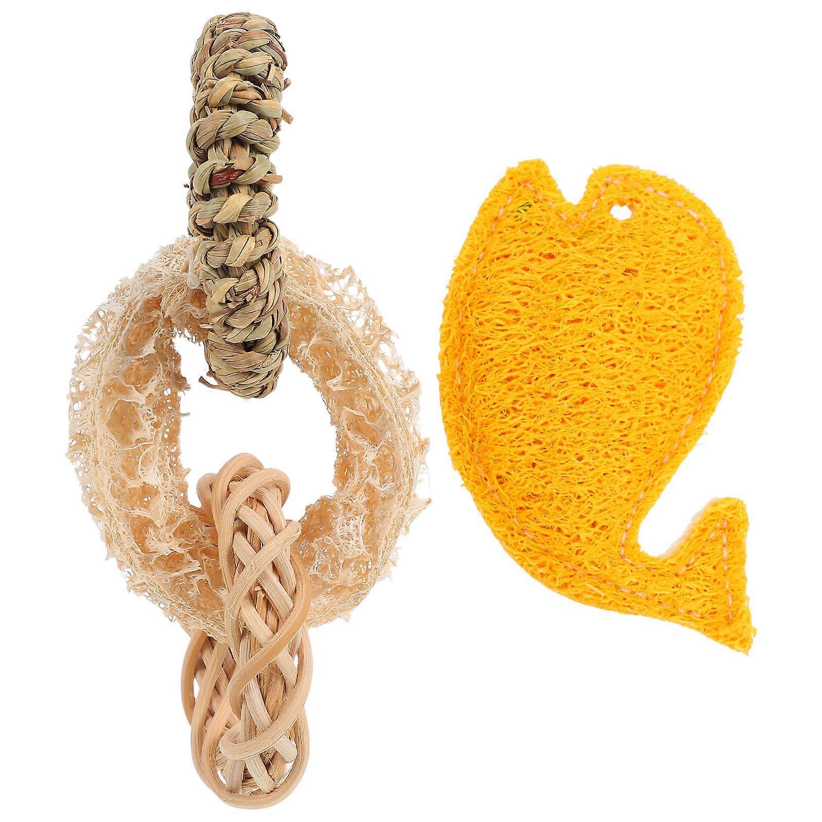 Pet Chew Toys Loofah Rabbit Chew Toys for Teeth Cleaning 2Pcs Set