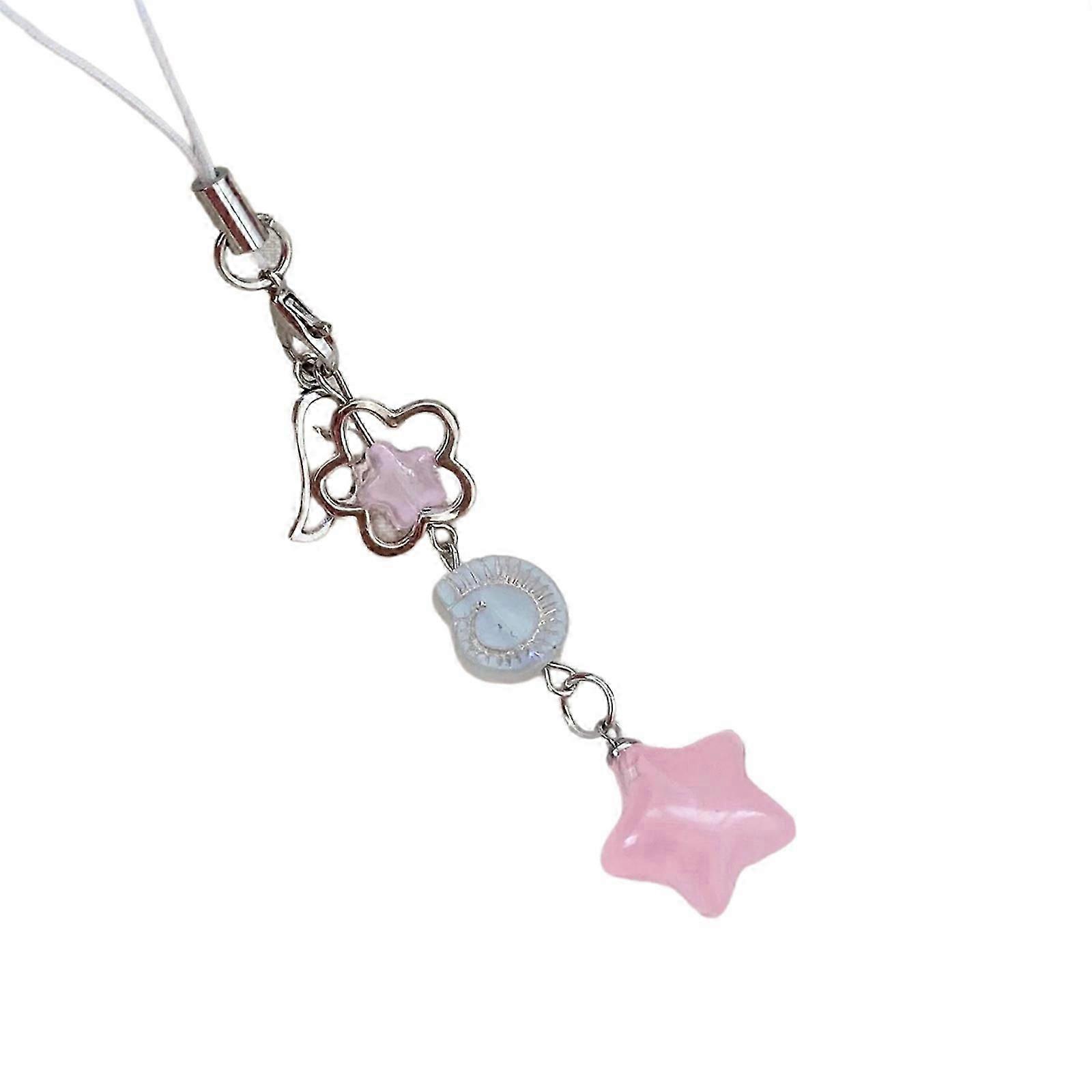 Stylish Jelly Pentagrams Keychain Featuring Soft Green Clear Materials for Trendy Adults and Students Daily Use Pink