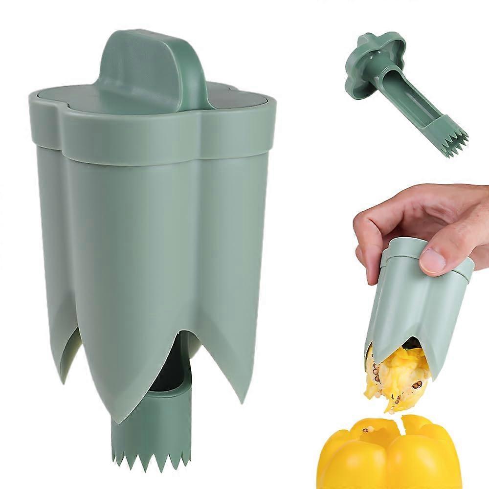 2in1 Bell Pepper Corer and Slicer with Fast Seed Removal, Precision Cutting Kitchen Tool