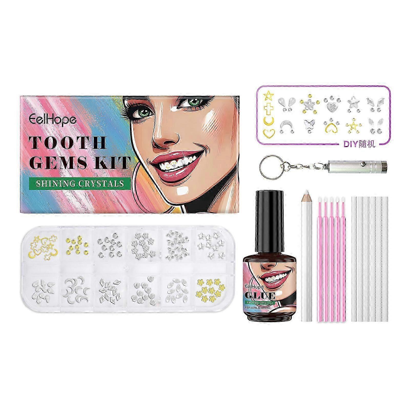 Sparkling Dental Beauty Set - Creative Tooth Gem Kit with UV Glue & Light for a Dazzling Smile