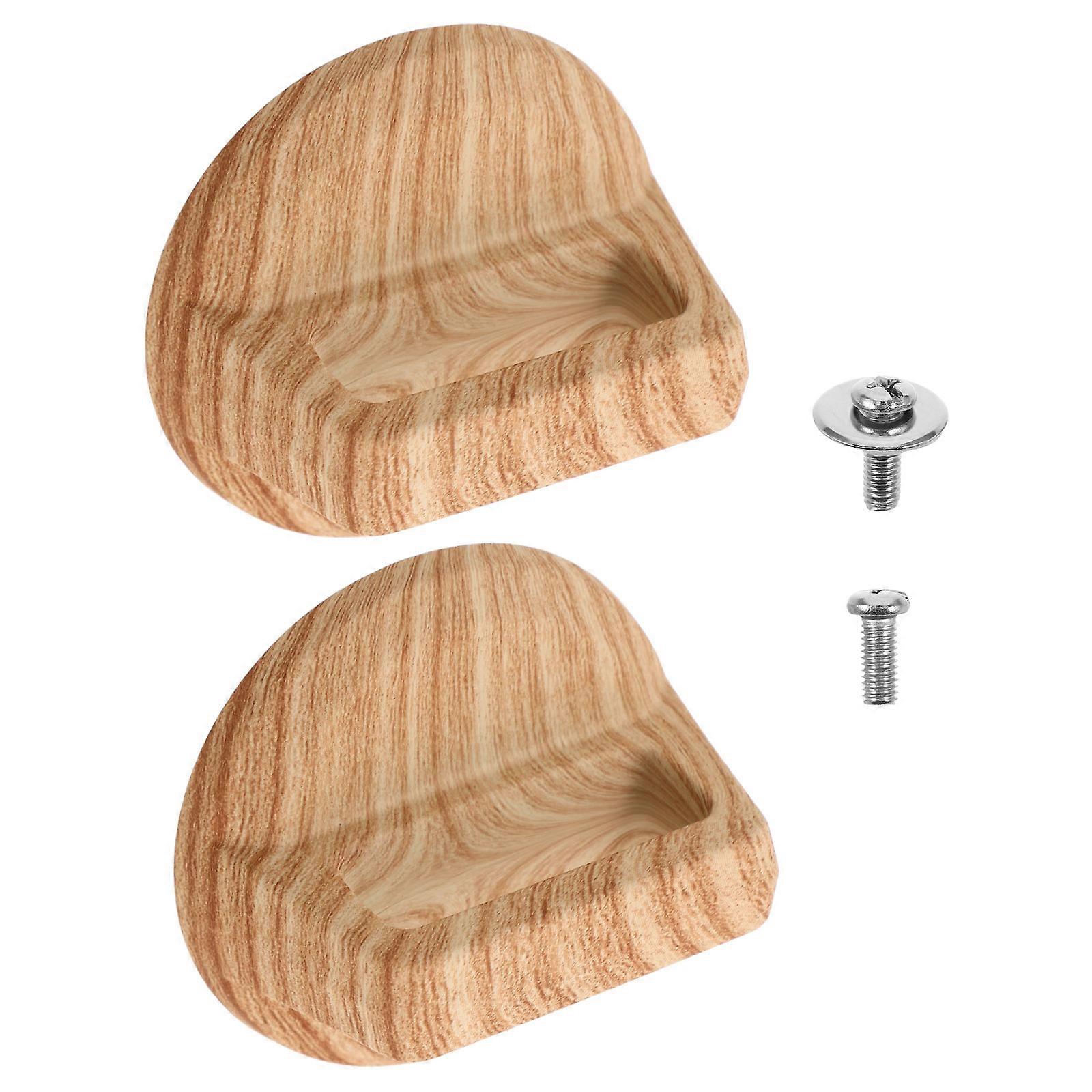 Wood Grain Pot Lid Knob Replacement for Kitchen Cookware 2Pcs Handle Set