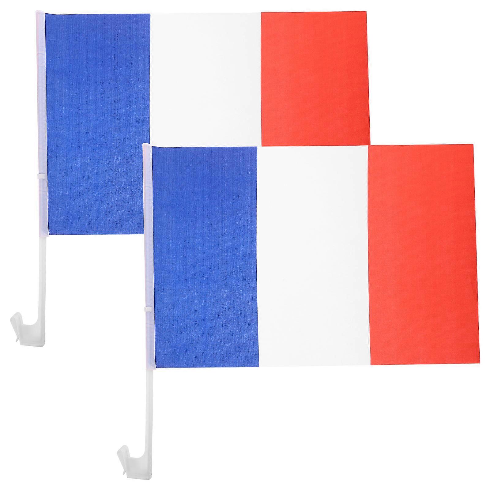 Car Flag France Flag for Decor 2Pcs Polyester Durable Vehicle Flags