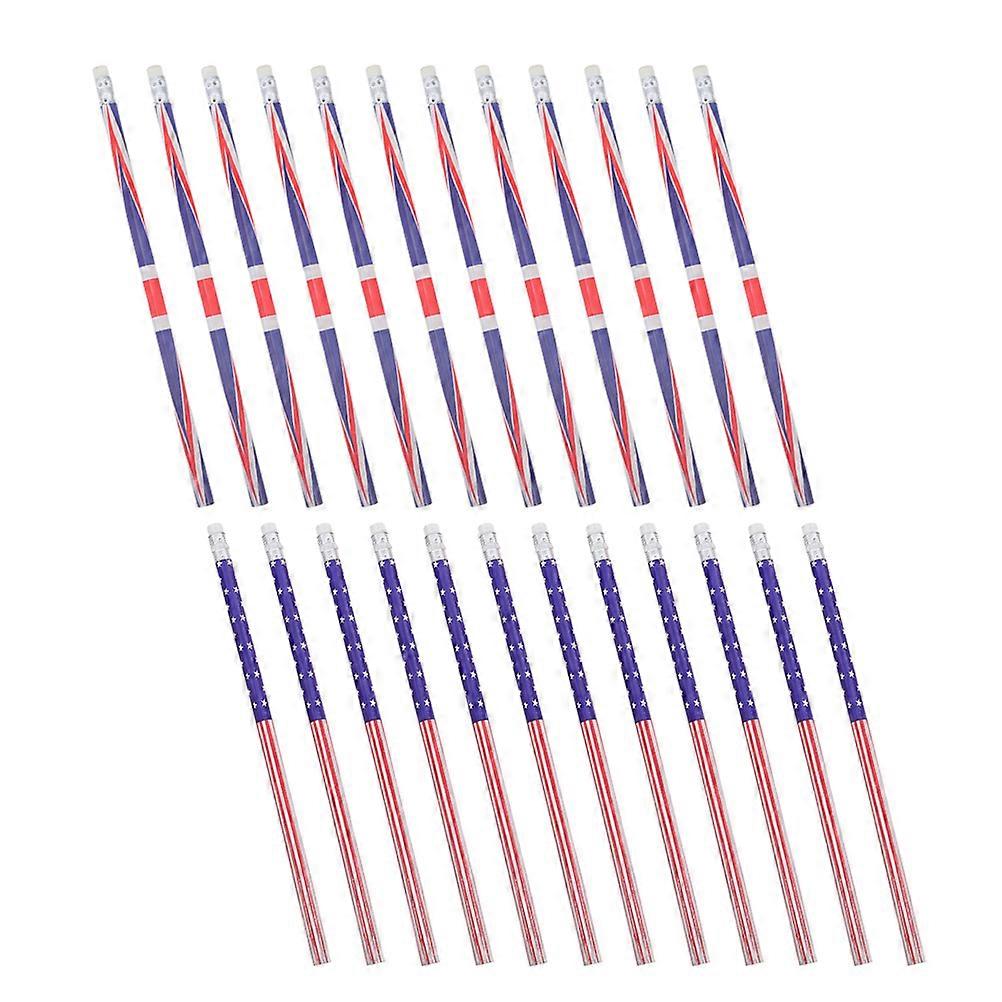 Cute Pencils with National Flags for Classroom Rewards 24Pcs Pack