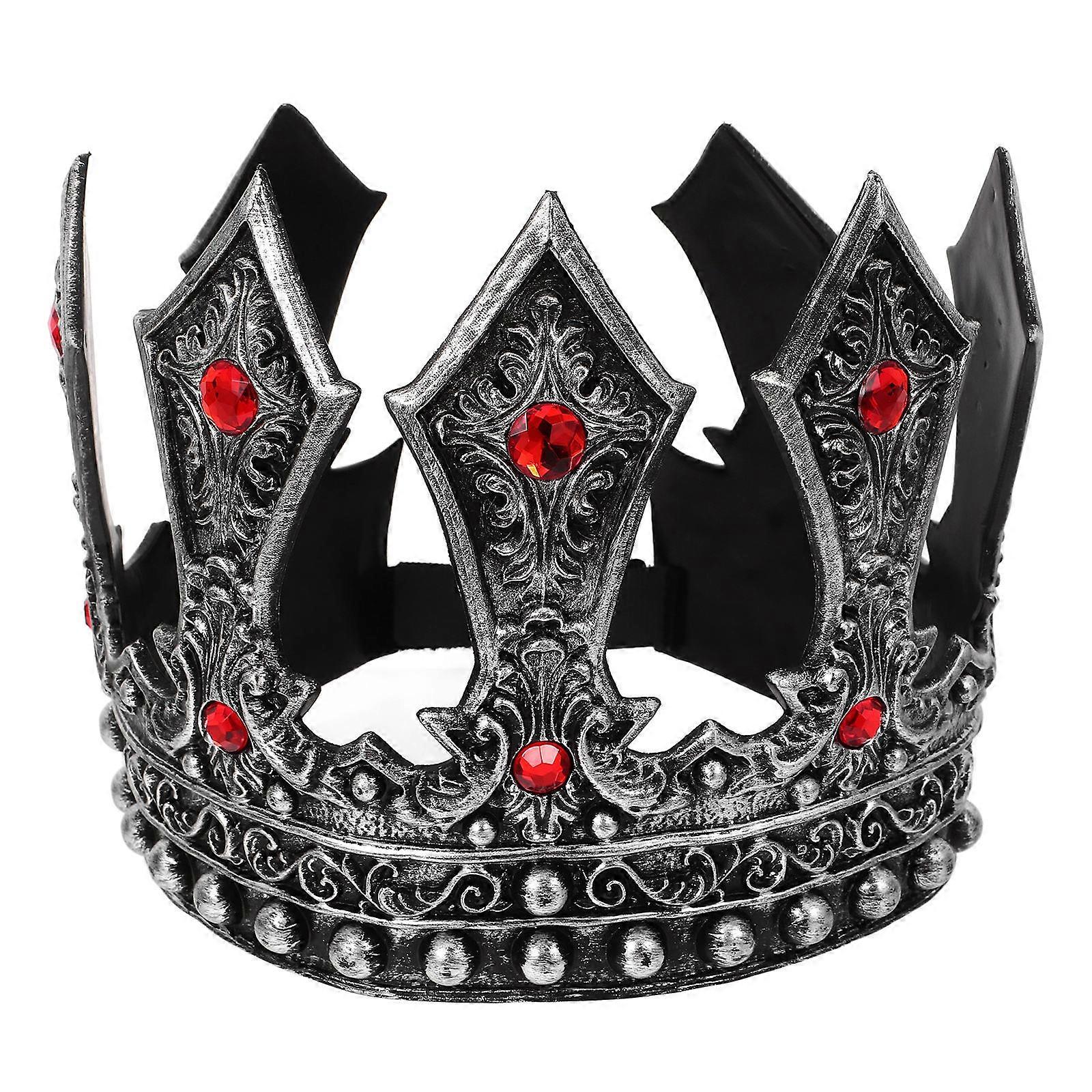 Crown for Men with Adjustable Strap Silver Material for Party Fun Medieval Design