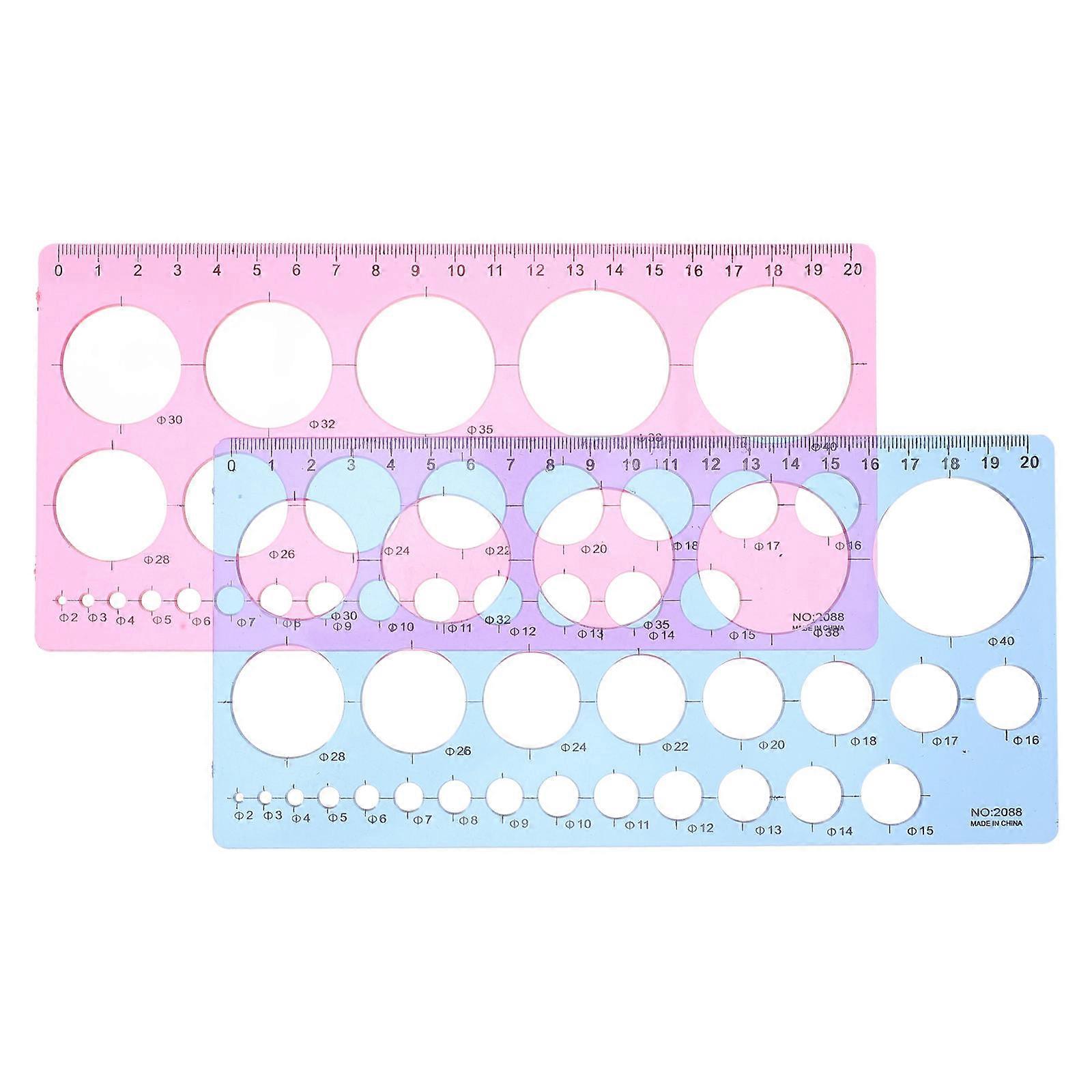 Geometric Circle Stencil Plastic Ruler for Drawing Measuring 2Pcs Set