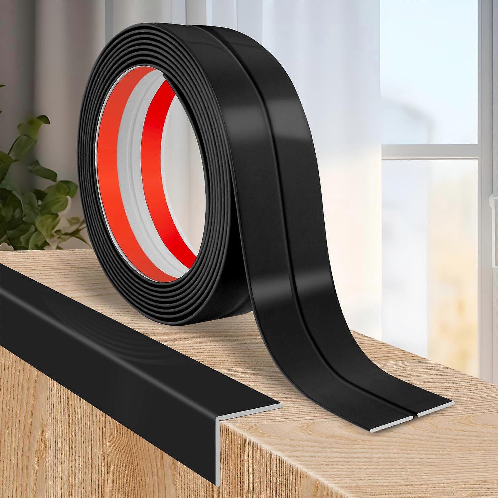 Wall Corner Protector with Self Adhesive PVC Trim, Adjustable Angle, Waterproof Black 1.6in x 10ft