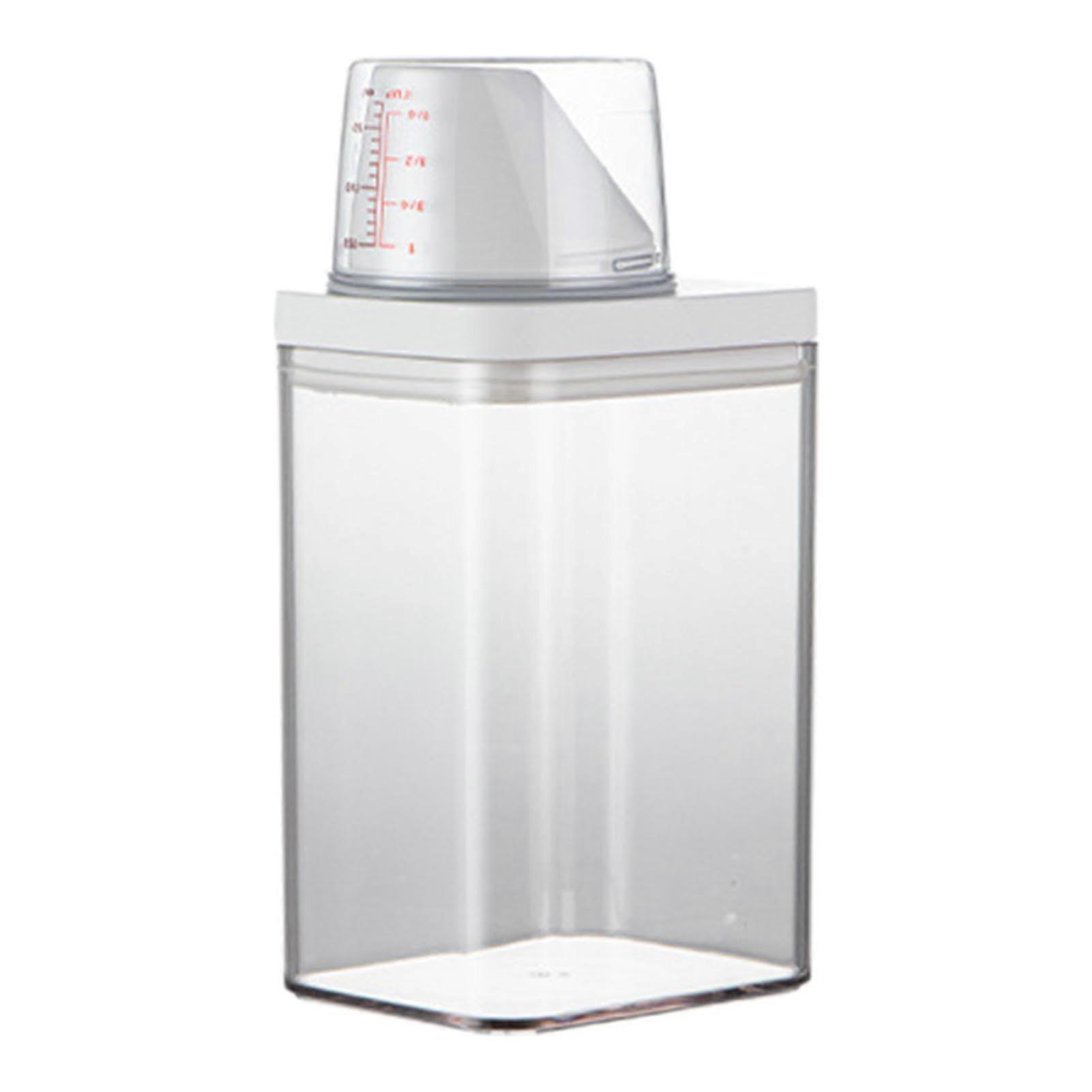 Laundry Detergent Dispenser 1100ml LeakProof with Measuring Cup Lid PP Dry Food Storage Container