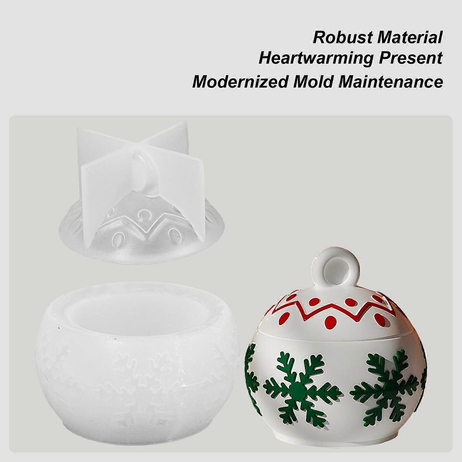 Resin Jar Molds With Lid Christmas Candy Jar Mold With Snowflake Design Reusable Easy Release Silicone Mould For Craft Home