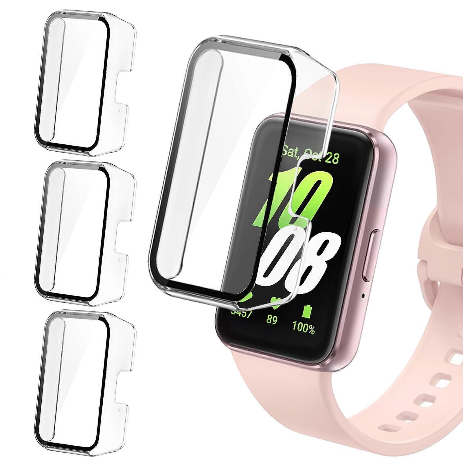 Screen Protector Case 3Pack, 360° Full Coverage Tempered Glass, Clear for Samsung Galaxy Fit 3