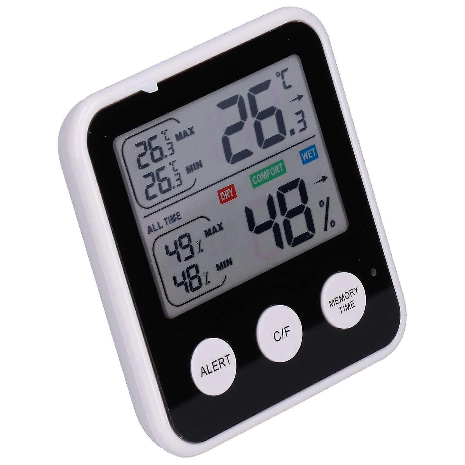 Indoor Thermometer Hygrometer with LCD Display, 45° Stand, Max/Min Recording for Home Office