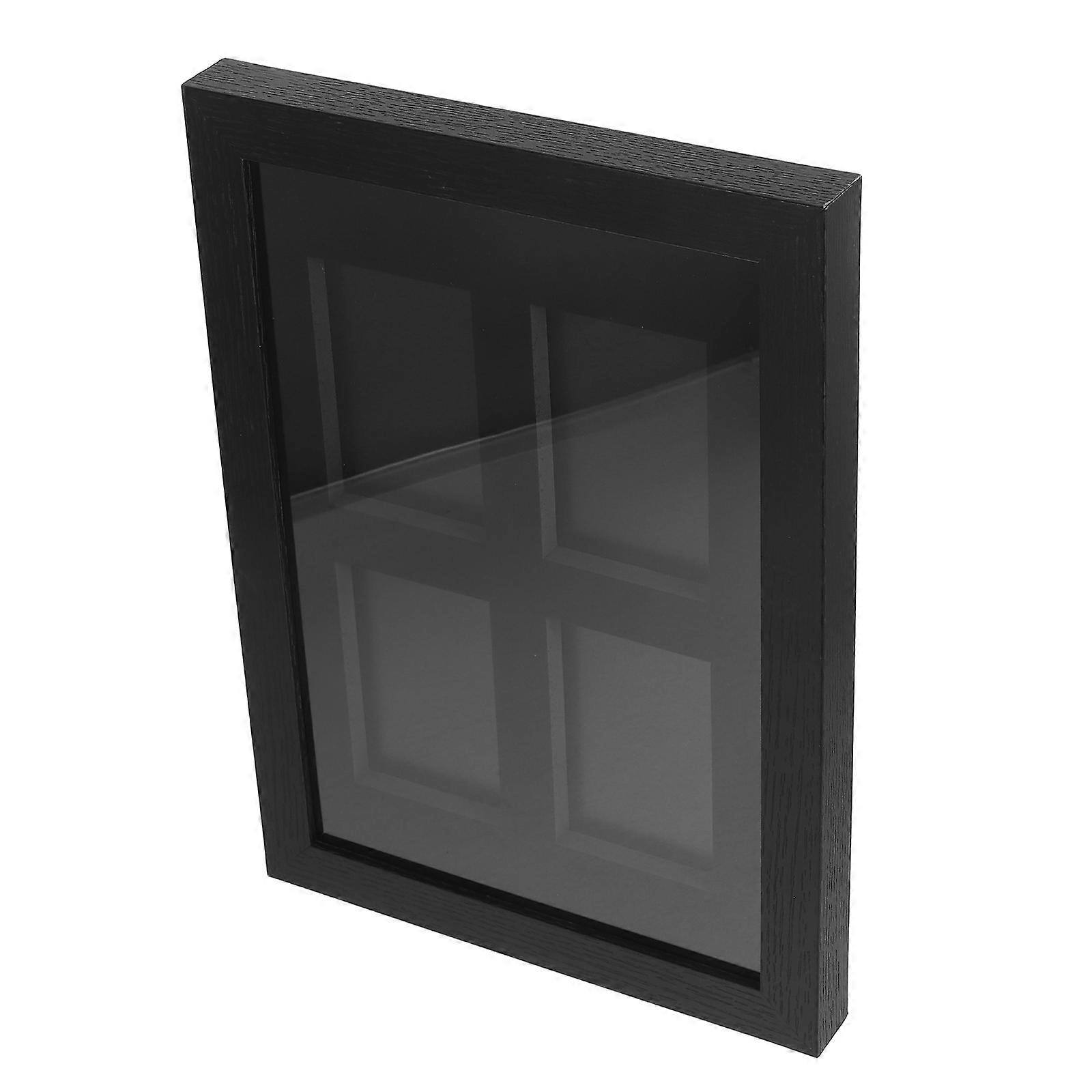 Black Wall Mount Trading Card Display Case Frame for 4 Cards