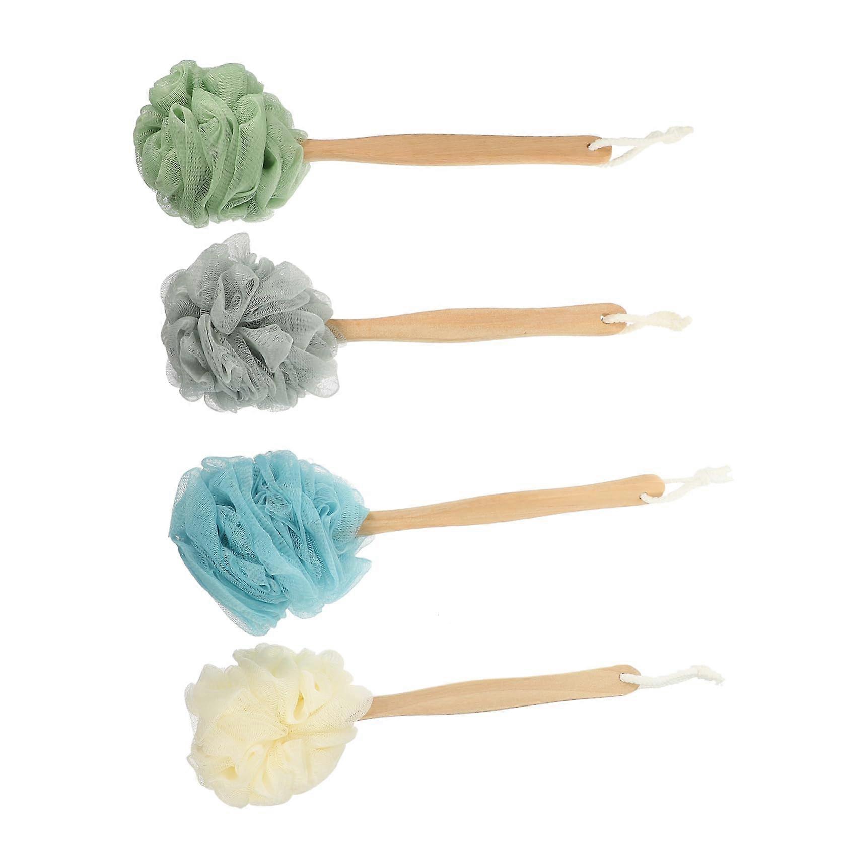 Bath Brush Set with Long Handle Back Scrubber, Soft Nylon Bristles for Gentle Exfoliating Shower
