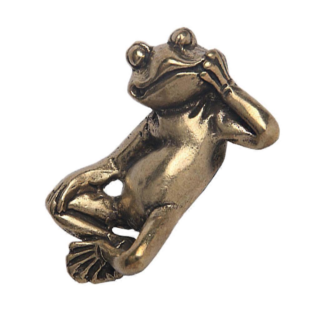 Brass Frogs Statue for Decor 2Pcs Delicate Desktop Frogs Ornament