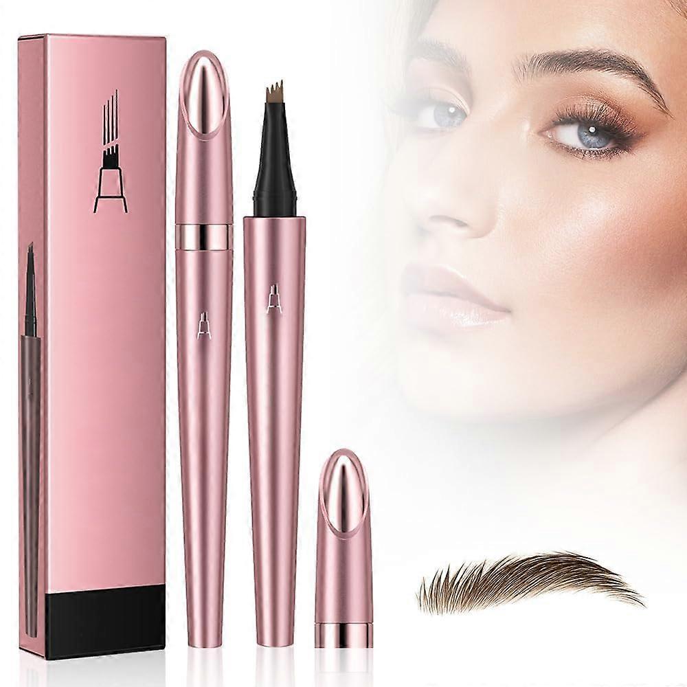 2 Pcs Waterproof Eyebrow Pencil with 4 Tip Microfork, Long Lasting Natural 3D Microblading Pen