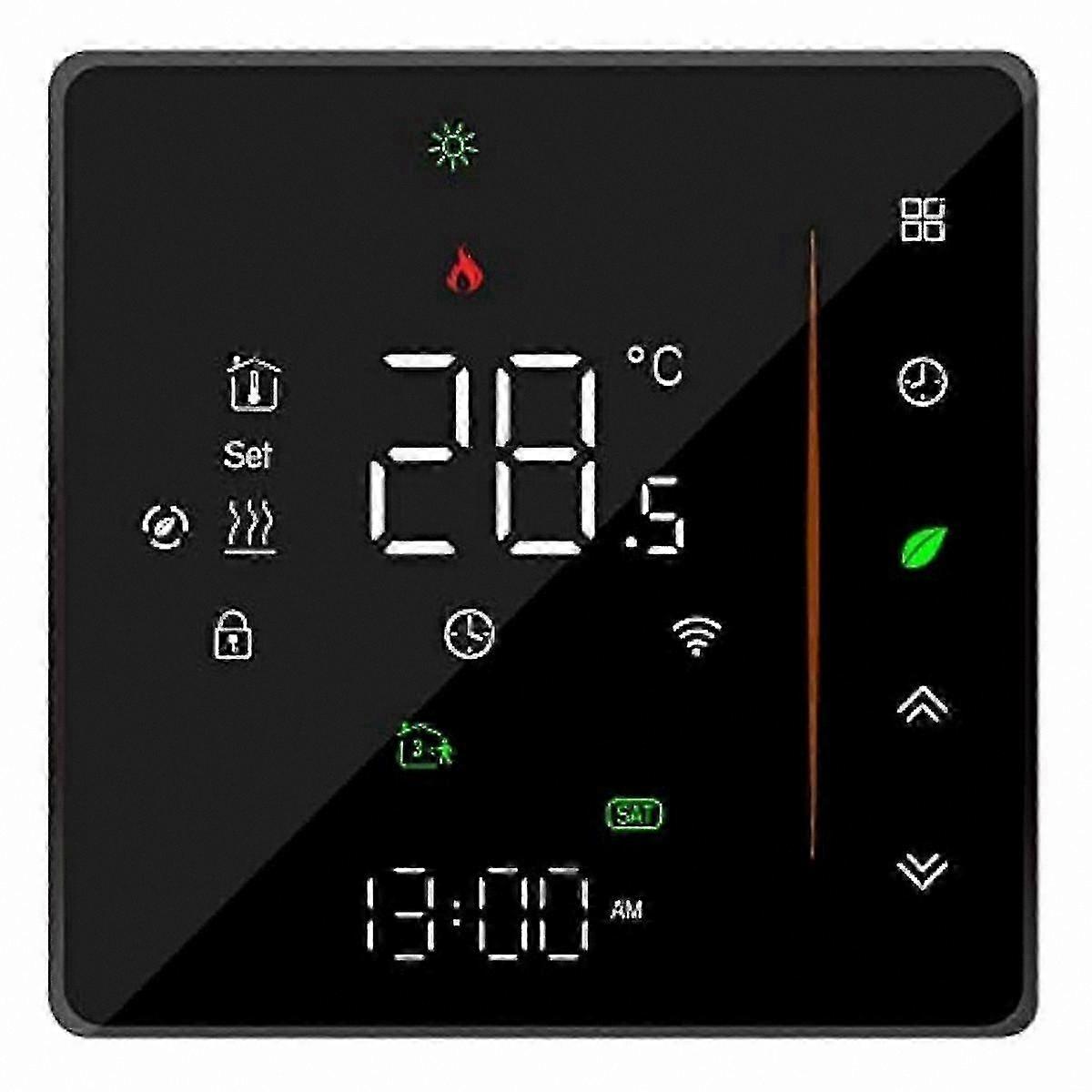Smart Thermostat with Weekly Programming, Touch Control, and Temperature Management in Black