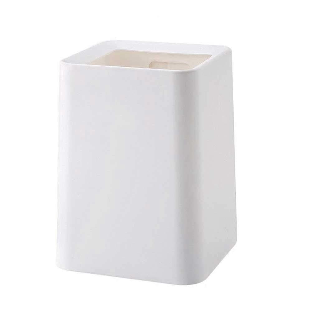Bathroom Trash Can with Lid, Eco Friendly Square Design, Plastic Bag Concealment, White