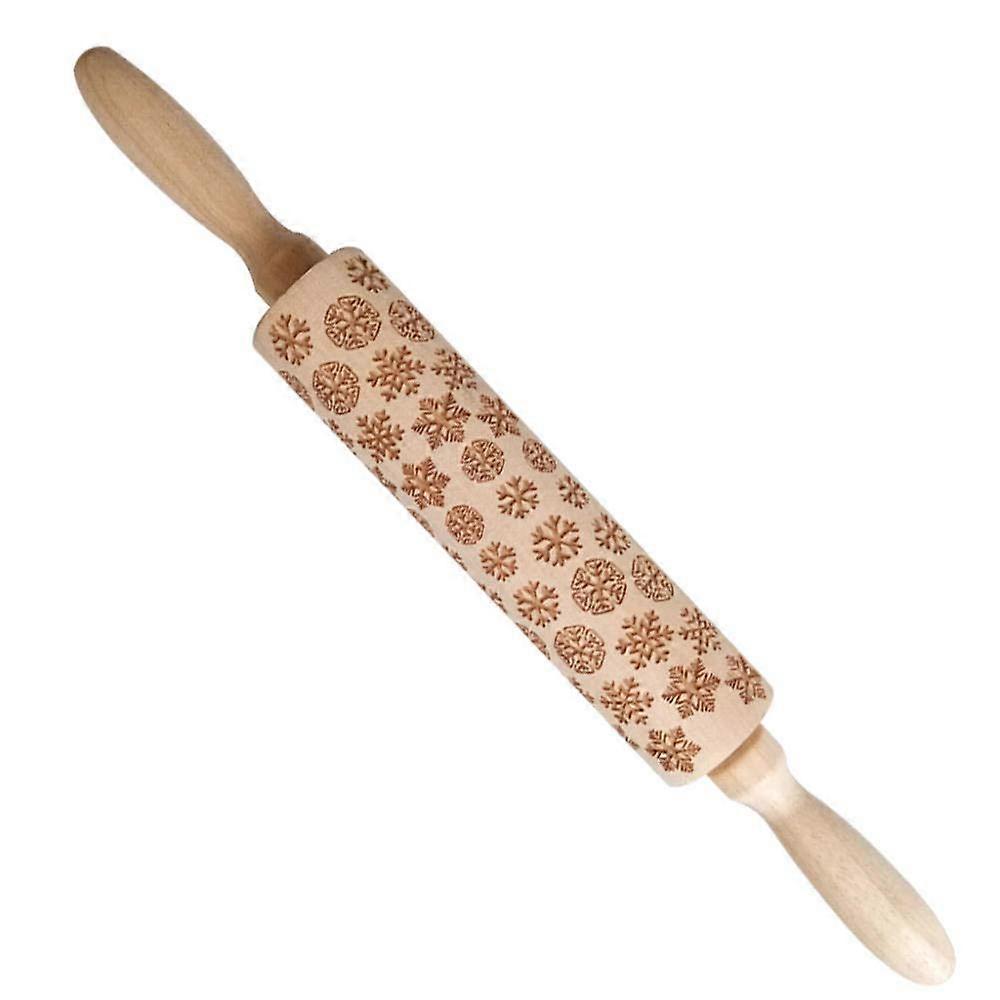 Embossing Rolling Pin with Intricate Pattern, Wooden Engraved Roller for Baking and Crafts