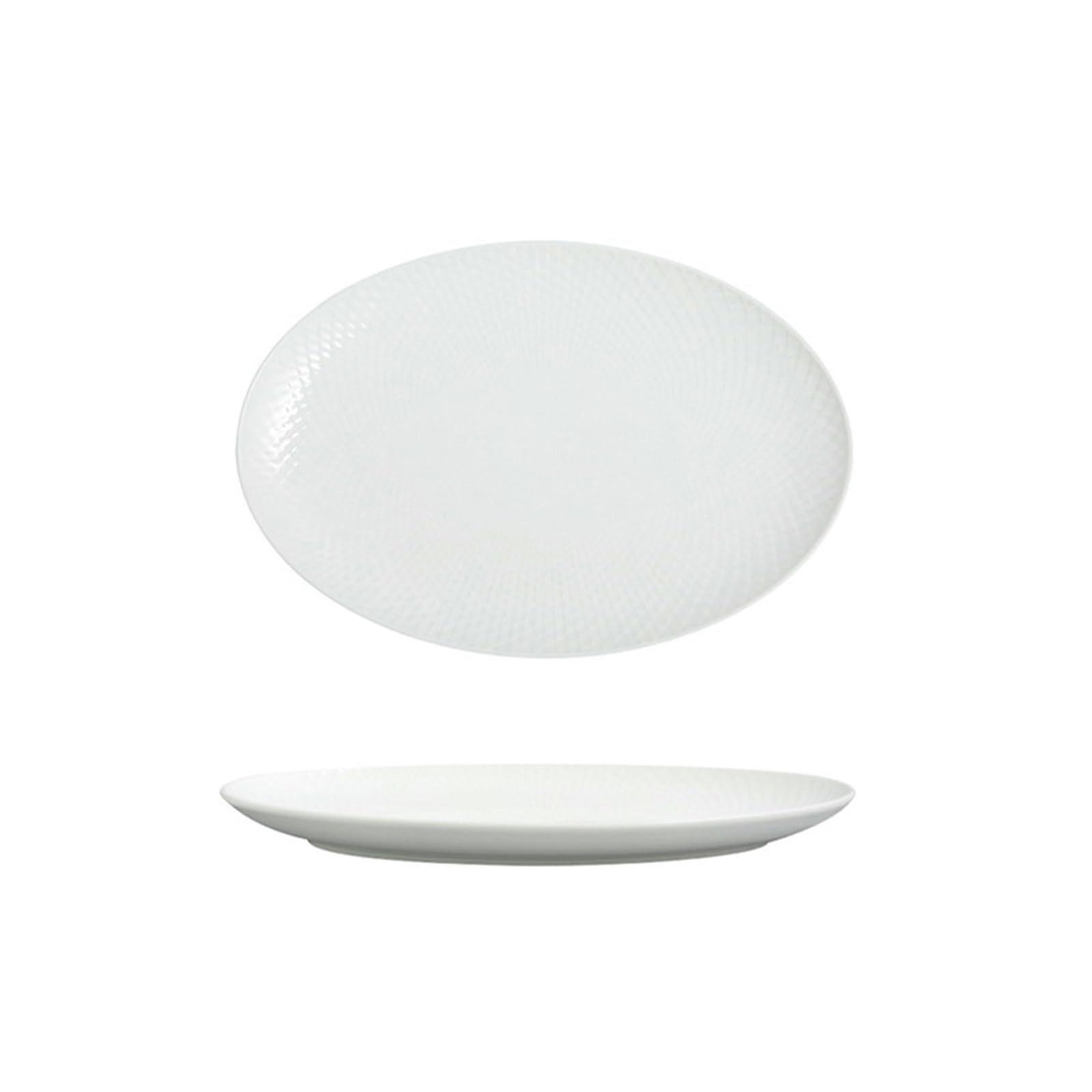 Japanese Oval Ceramic Fish Serving Plate 12Inch Elegant Dinnerware Microwave Dishwasher Safe