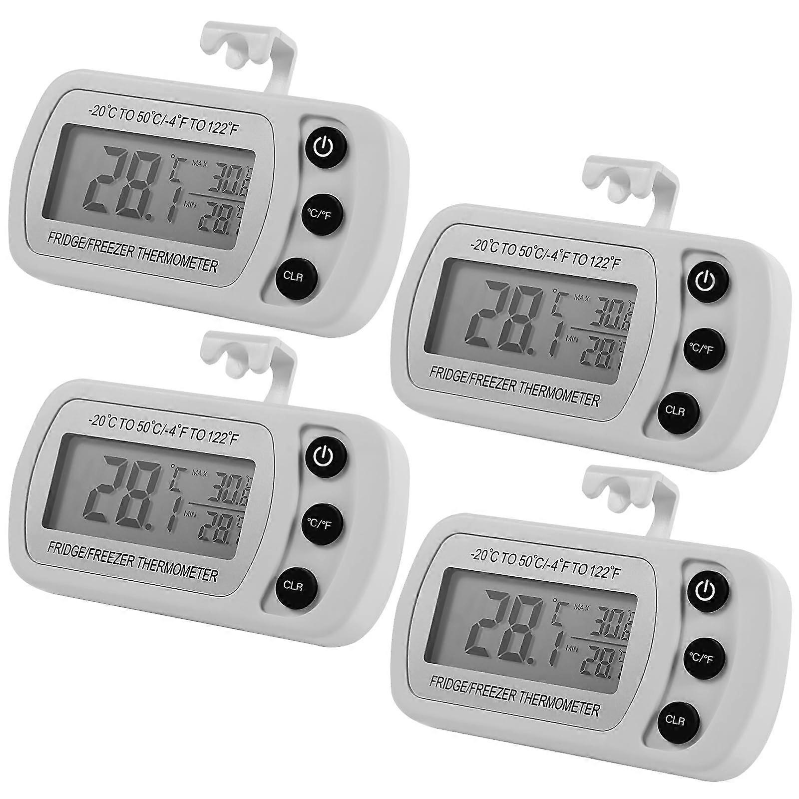 4 Pack Waterproof Digital Refrigerator Thermometer with Large LCD Display for Fridge and Freezer