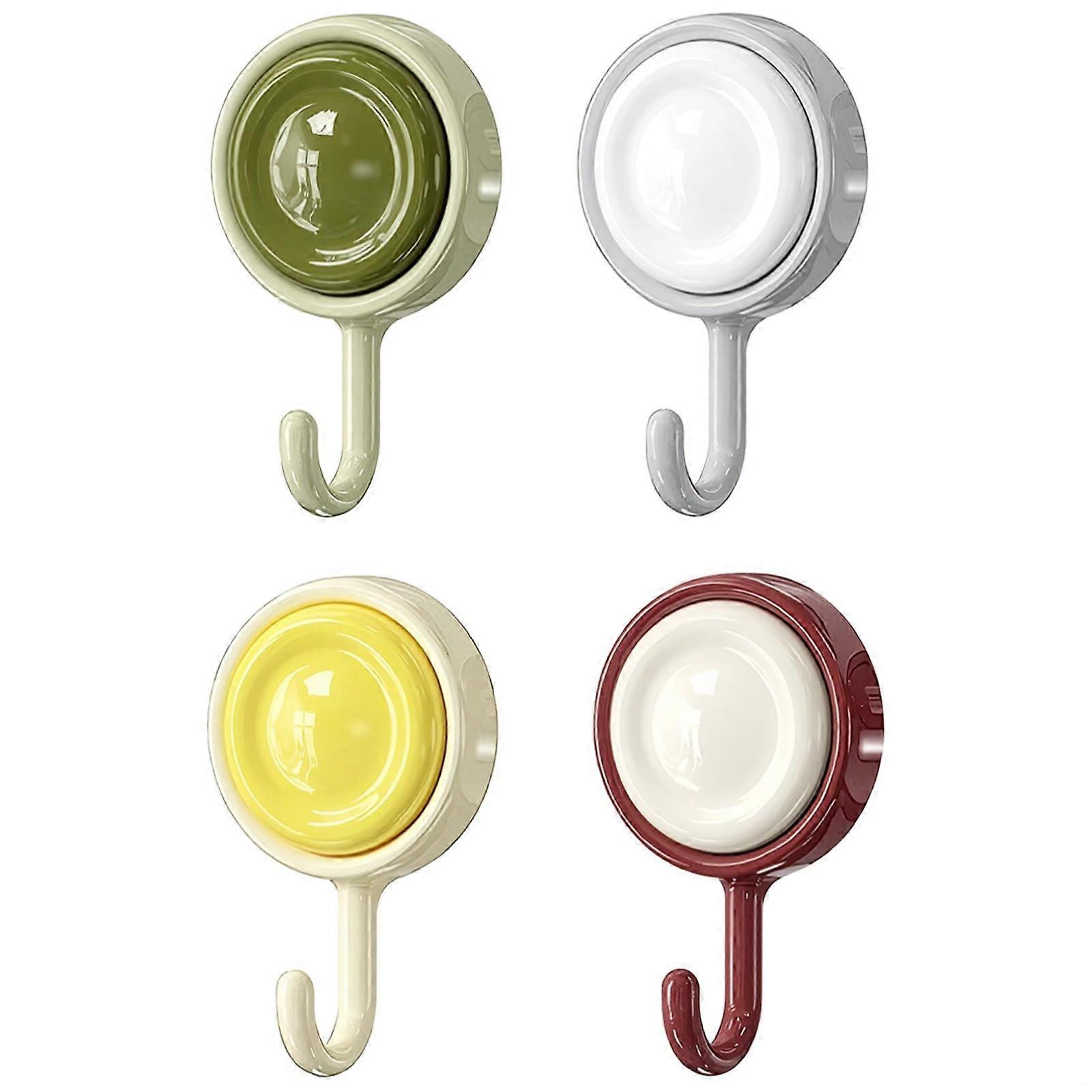Wall Hooks 4Pack 360° Rotating Adhesive NoDrill Waterproof for Bathroom and Kitchen
