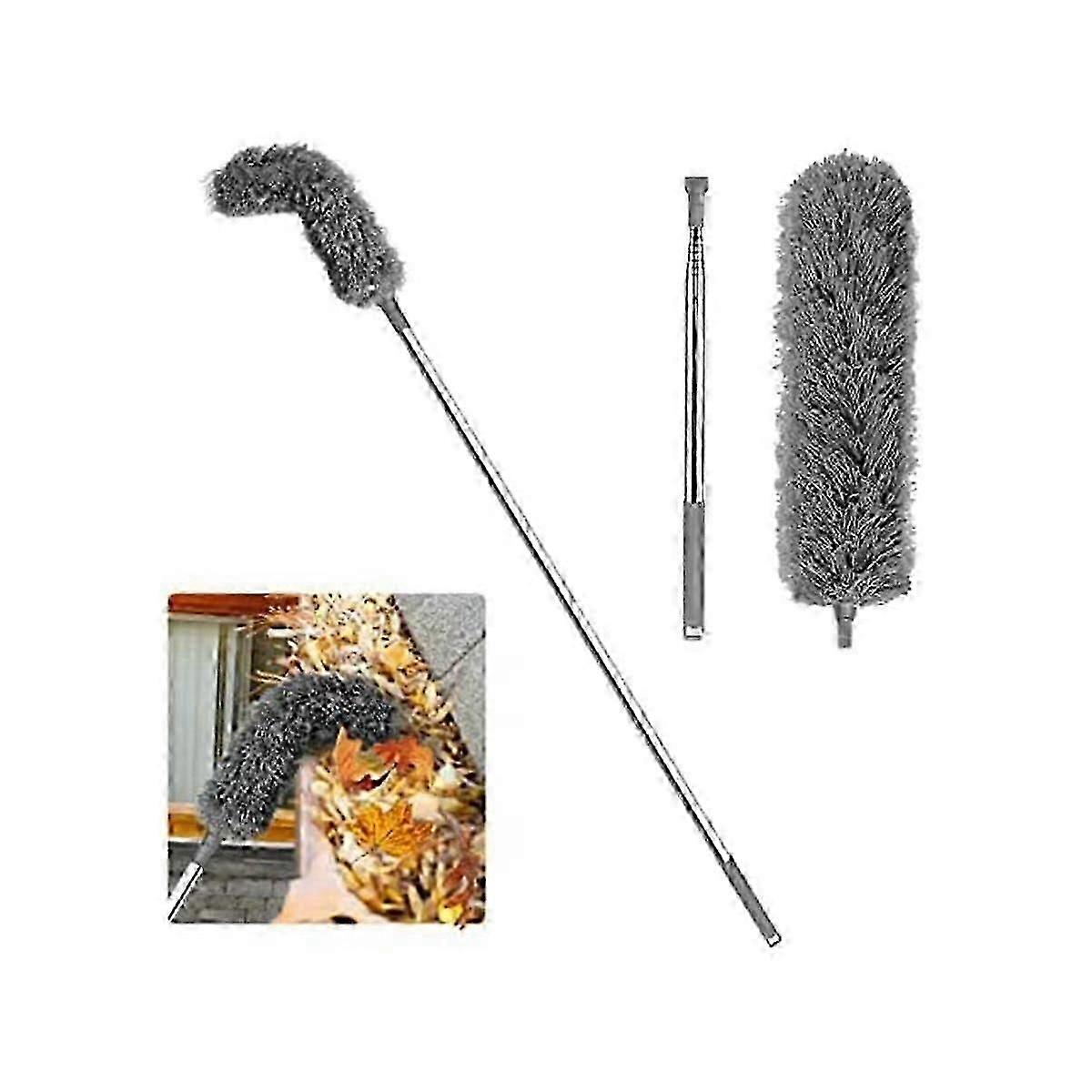 Gutter Cleaning Brush Roofing Tool with Telescopic Extendable Pole 8.2Ft Guard Cleaner Tool Easy Re