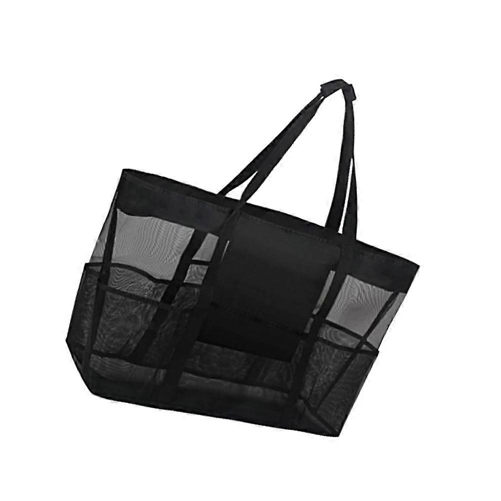 Beach Bag Mesh Tote Bag Practical Design Rectangular Portable Storage for Travel Beach Bathing 1Set