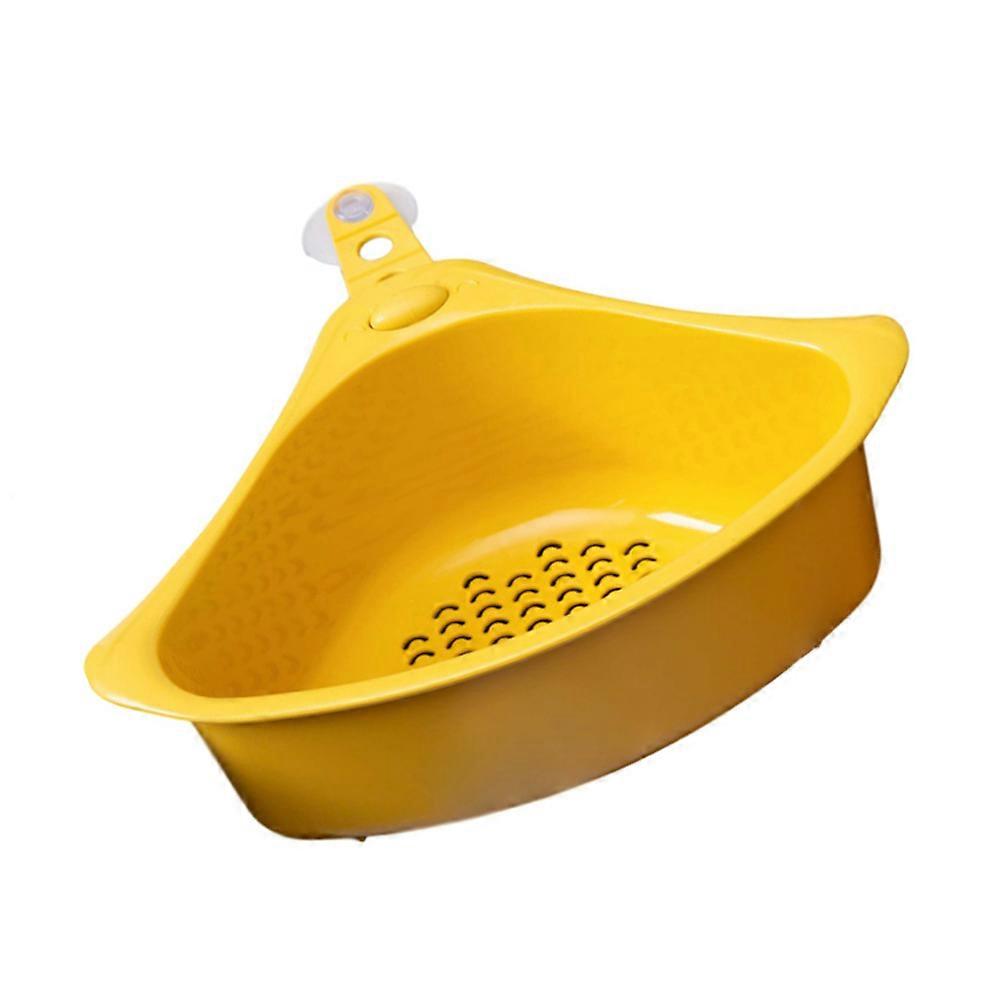 Sink Cleaning Organizer for Draining Yellow Plastic Triangle Basket