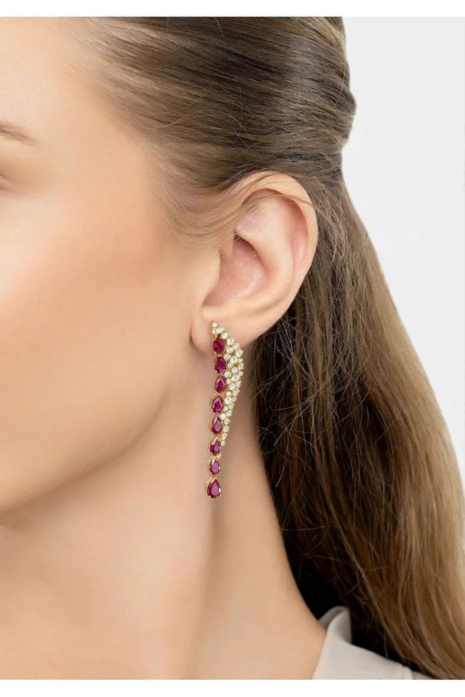 Baroness Gemstone Drop Earrings Ruby Gold